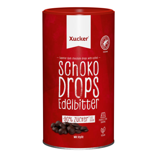 Vegane Schokodrops Edelbitter mit finnischem Xylit (750g) — Bild 2